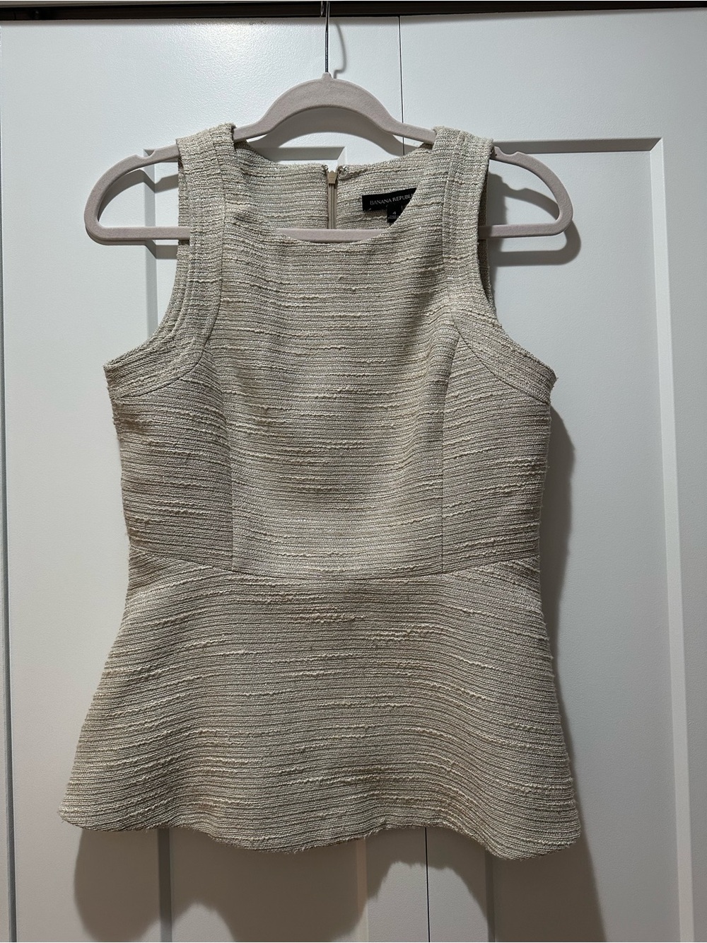 Banana Republic Cream Textured Peplum Top